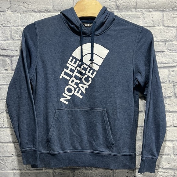 The North Face Men Blue Hoodie Long Sleeve Half Dome Logo Pullover Sweater Large - Picture 2 of 7